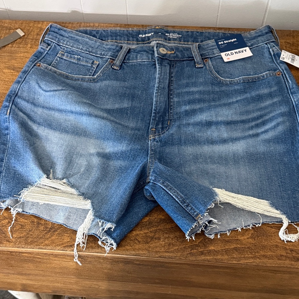 Old Navy Blue Distressed Cutoff Denim Shorts